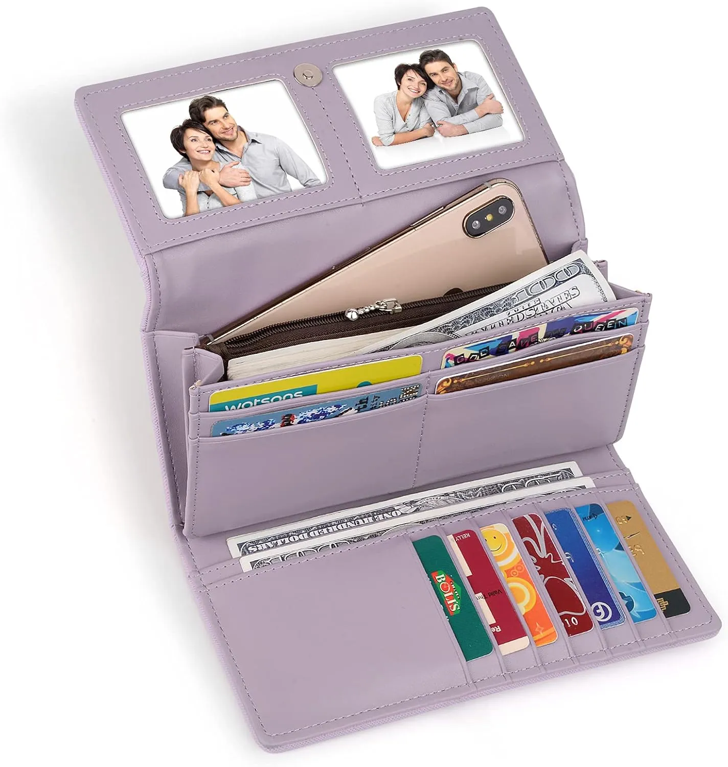 UTO RFID Wallet for Women Large Capacity PU Leather Card Holder Phone Case Zipper Pocket Purse Clutch