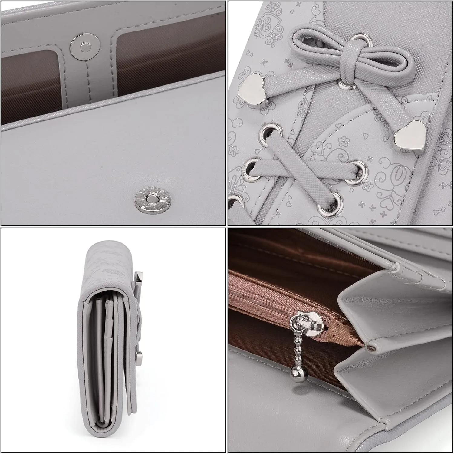 UTO RFID Wallet for Women Large Capacity PU Leather Card Holder Phone Case Zipper Pocket Purse Clutch