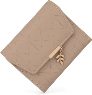 UTO RFID Wallet for Women PU Leather Leaf Pendant Card Holder Phone Checkbook Organizer Zipper Coin Purse