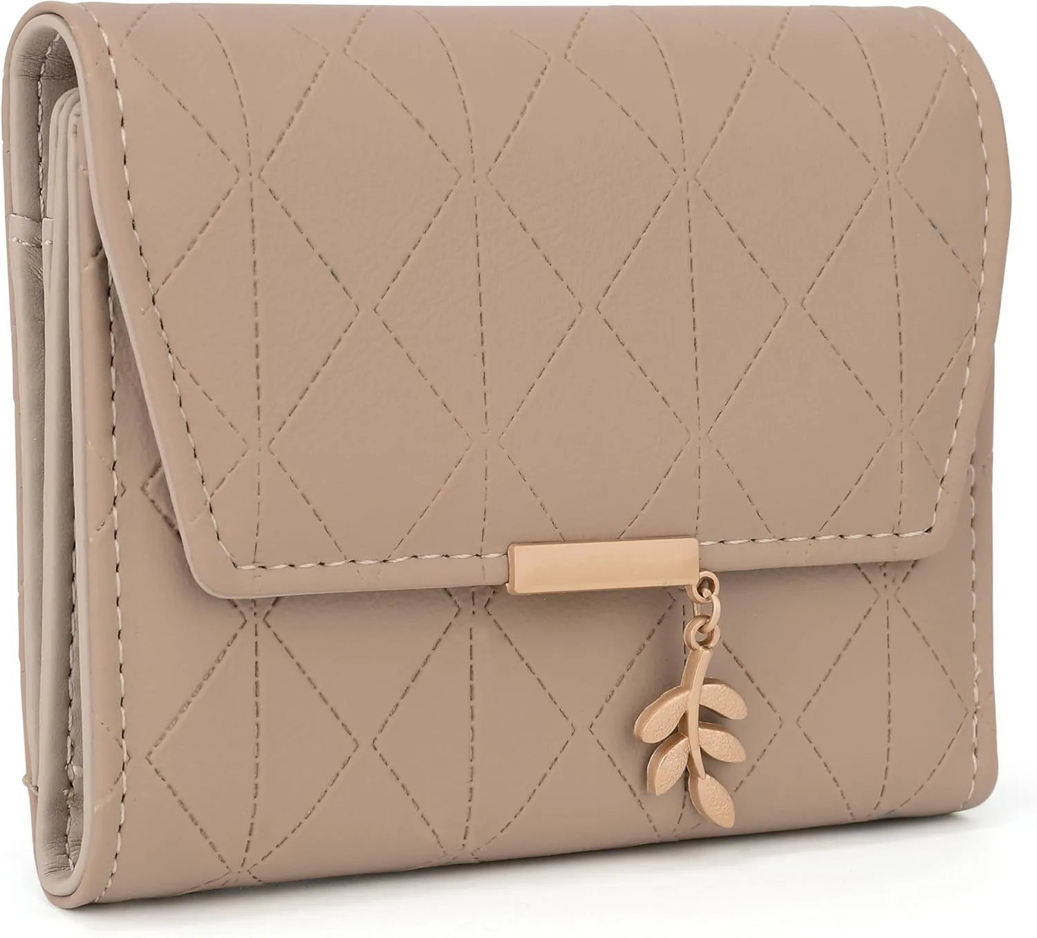 UTO RFID Wallet for Women PU Leather Leaf Pendant Card Holder Phone Checkbook Organizer Zipper Coin Purse