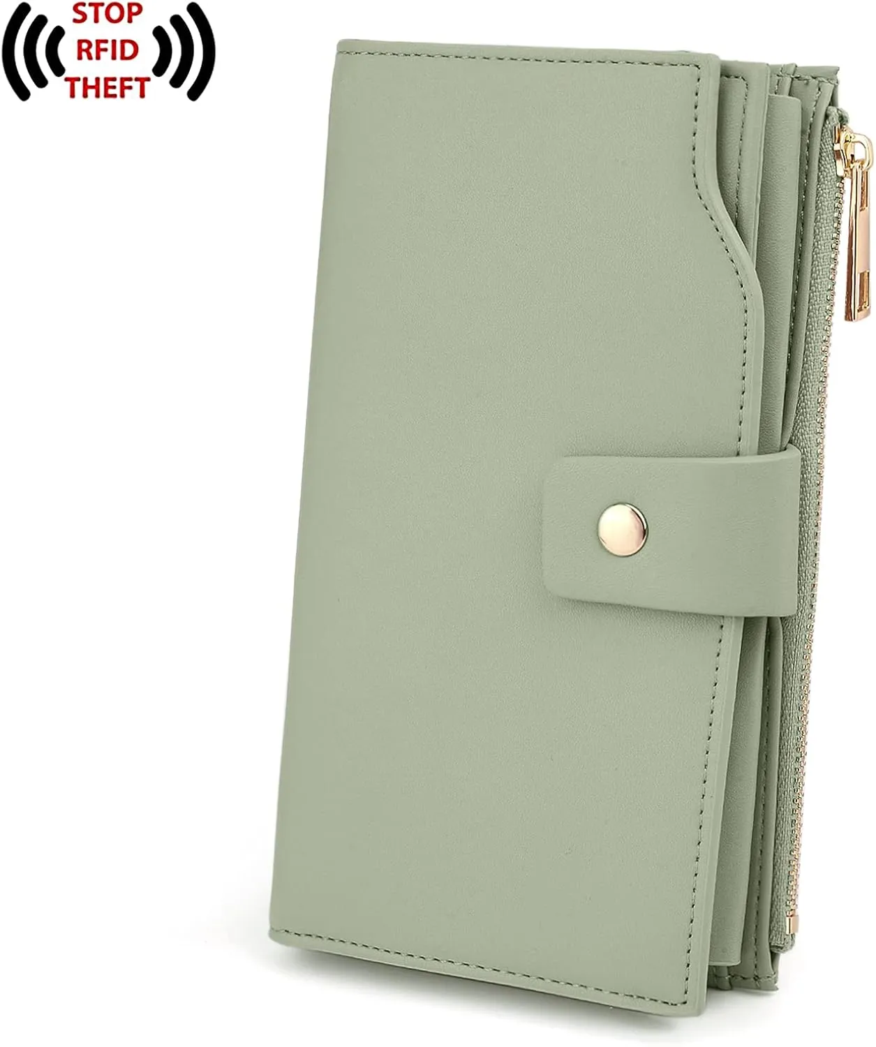 UTO Wallet Women Vegan Leather Wristlet Snap Long Purse Credit Card Holder Elegant Clutch