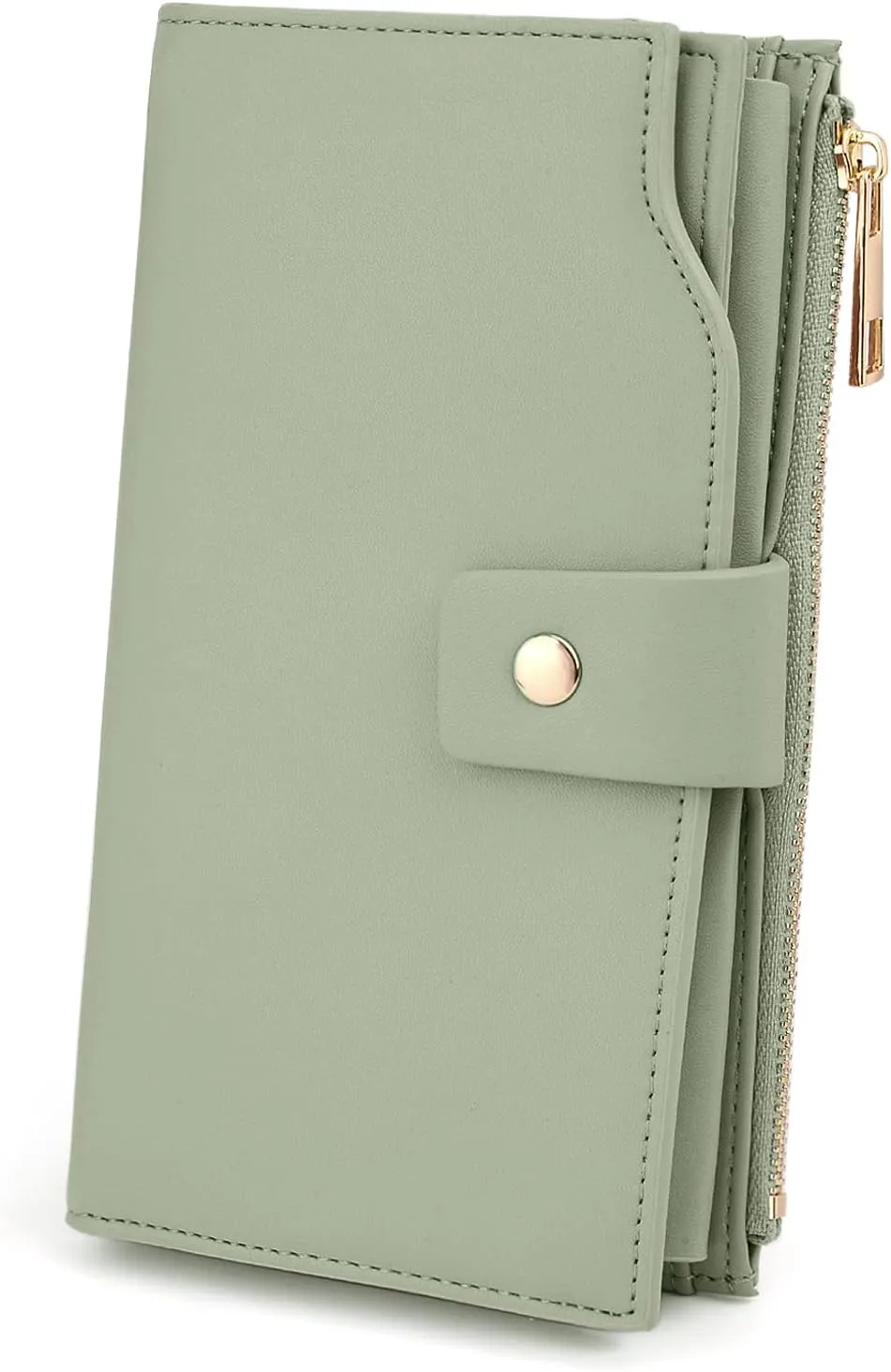 UTO Wallet Women Vegan Leather Wristlet Snap Long Purse Credit Card Holder Elegant Clutch