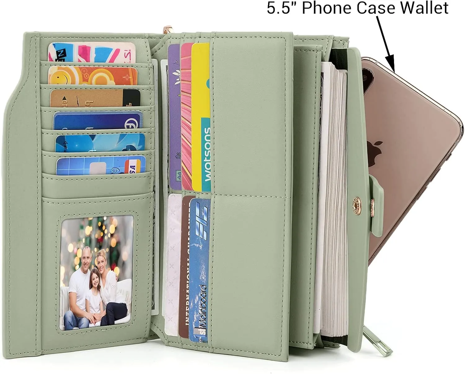 UTO Wallet Women Vegan Leather Wristlet Snap Long Purse Credit Card Holder Elegant Clutch