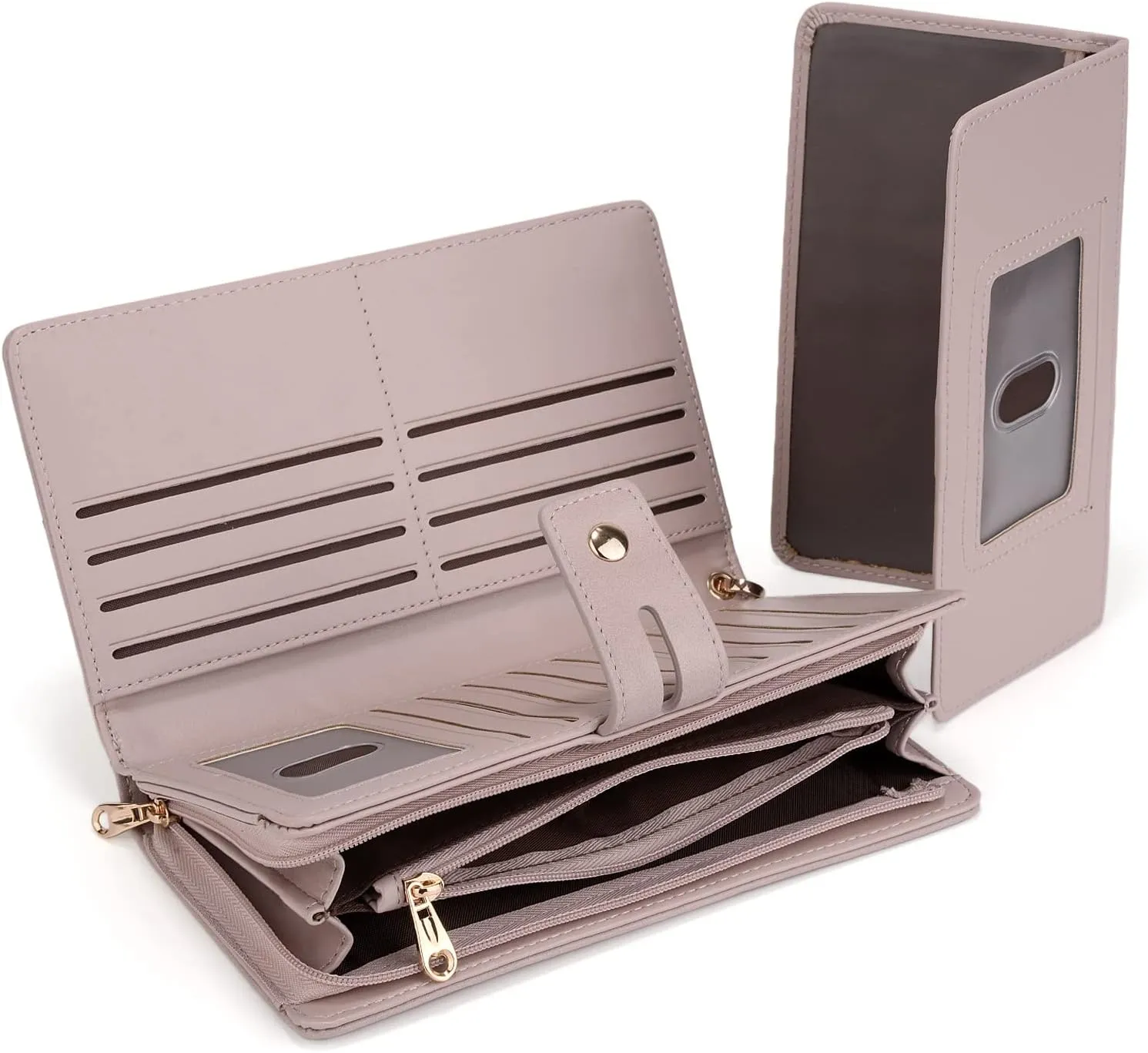 UTO Wristlet Wallet for Women Detachable Checkbook Holder Card Bill Phone Organizer Large Clutch Purse
