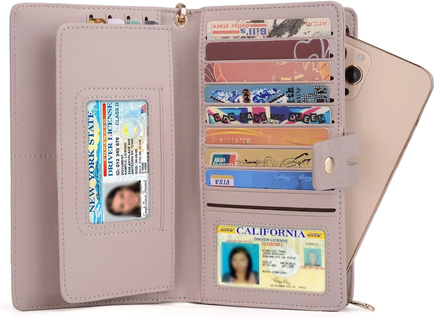 UTO Wristlet Wallet for Women Detachable Checkbook Holder Card Bill Phone Organizer Large Clutch Purse