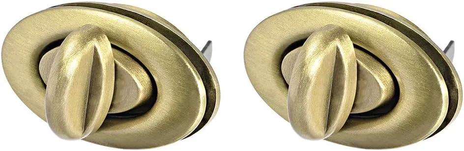 uxcell 2 Sets Oval Purses Twist Lock 33mm X 19mm Clutches Closures for DIY Bag Making - Brussed Brass