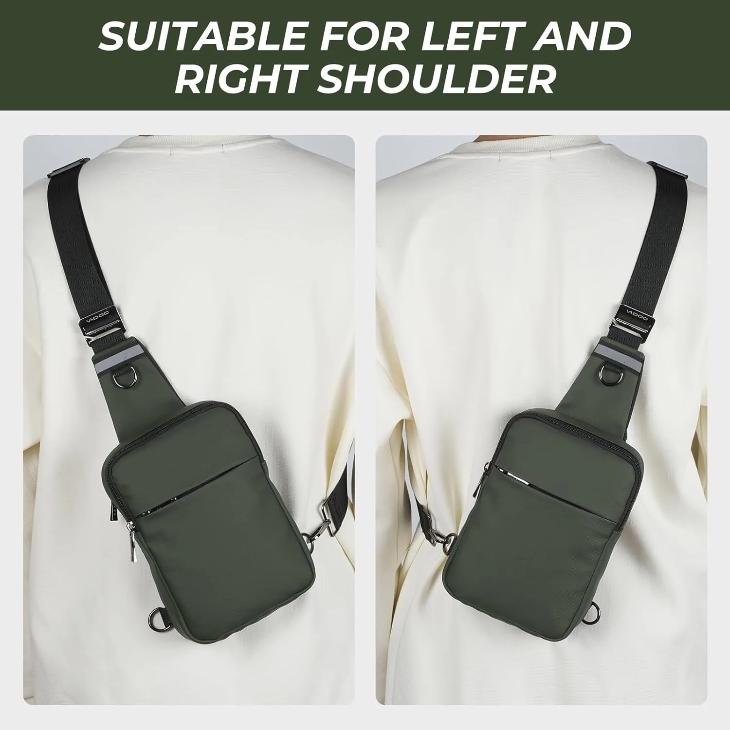 VADOO Sling Bag, Small Crossbody Bag with RFID Blocking for Women and Men, Lightweight Chest Phone Mini Bag for Travel Casual