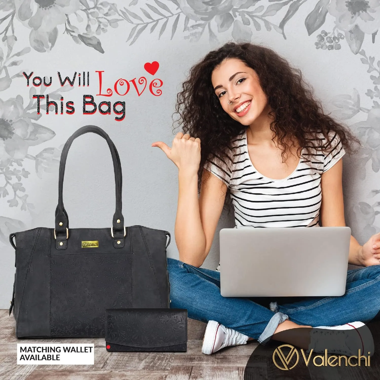 VALENCHI Leather Tote Bag For Women - Leather Handbags For Women - Trendy Ladies Shoulder Bag - Work, Travel