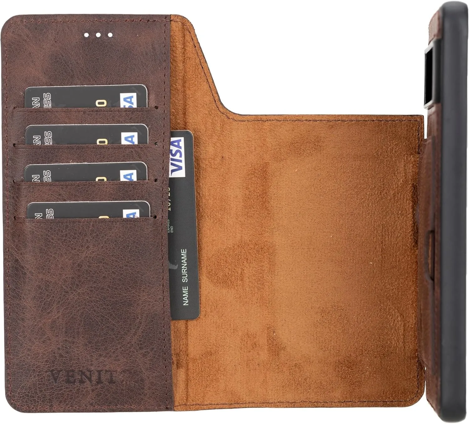 Venito Florence-Flex Leather Wallet Case for Google Pixel 8 Pro (6.7 inches) - Non-Magnetic Detachable - Coffee Brown