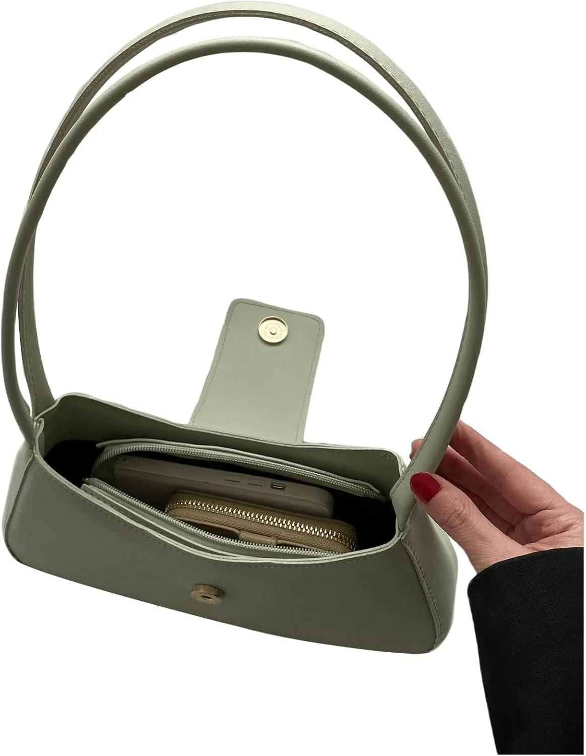 Verdusa Women's PU Leather Handbag Underarm Shoulder Bag Zipper Purses