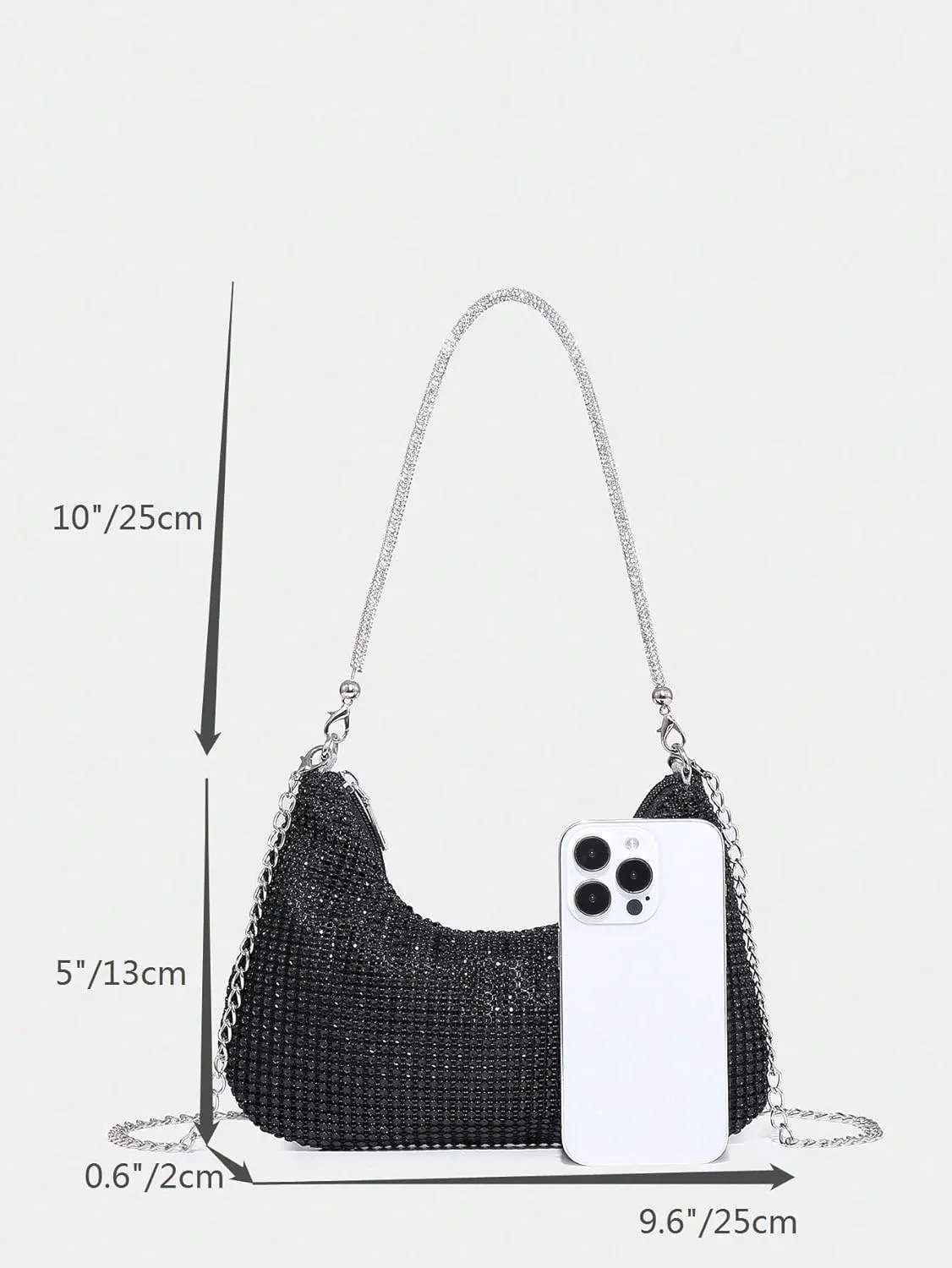 Verdusa Women's Rhinestone Clutch Purses Wedding Shiny Evening Bags Glitter Shoulder Bag Party Prom Hobo Handbag