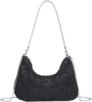 Verdusa Women's Rhinestone Clutch Purses Wedding Shiny Evening Bags Glitter Shoulder Bag Party Prom Hobo Handbag