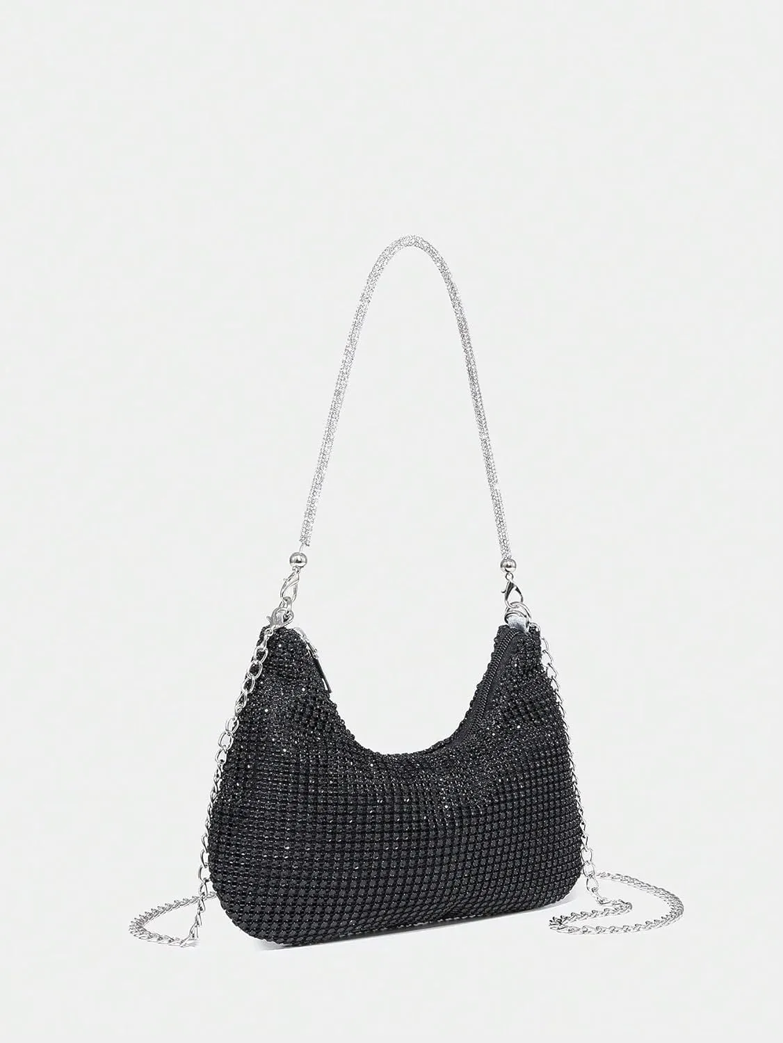 Verdusa Women's Rhinestone Clutch Purses Wedding Shiny Evening Bags Glitter Shoulder Bag Party Prom Hobo Handbag