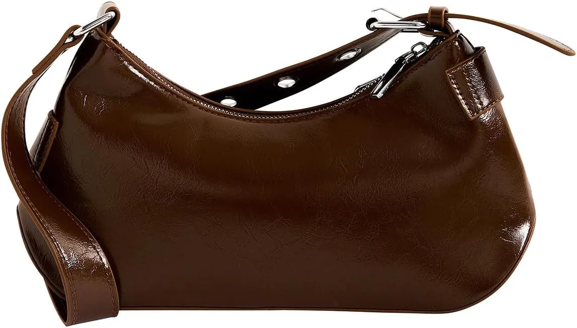 Verdusa Women's Shoulder Handbags Punk Leather Underarm Bag with Buckle