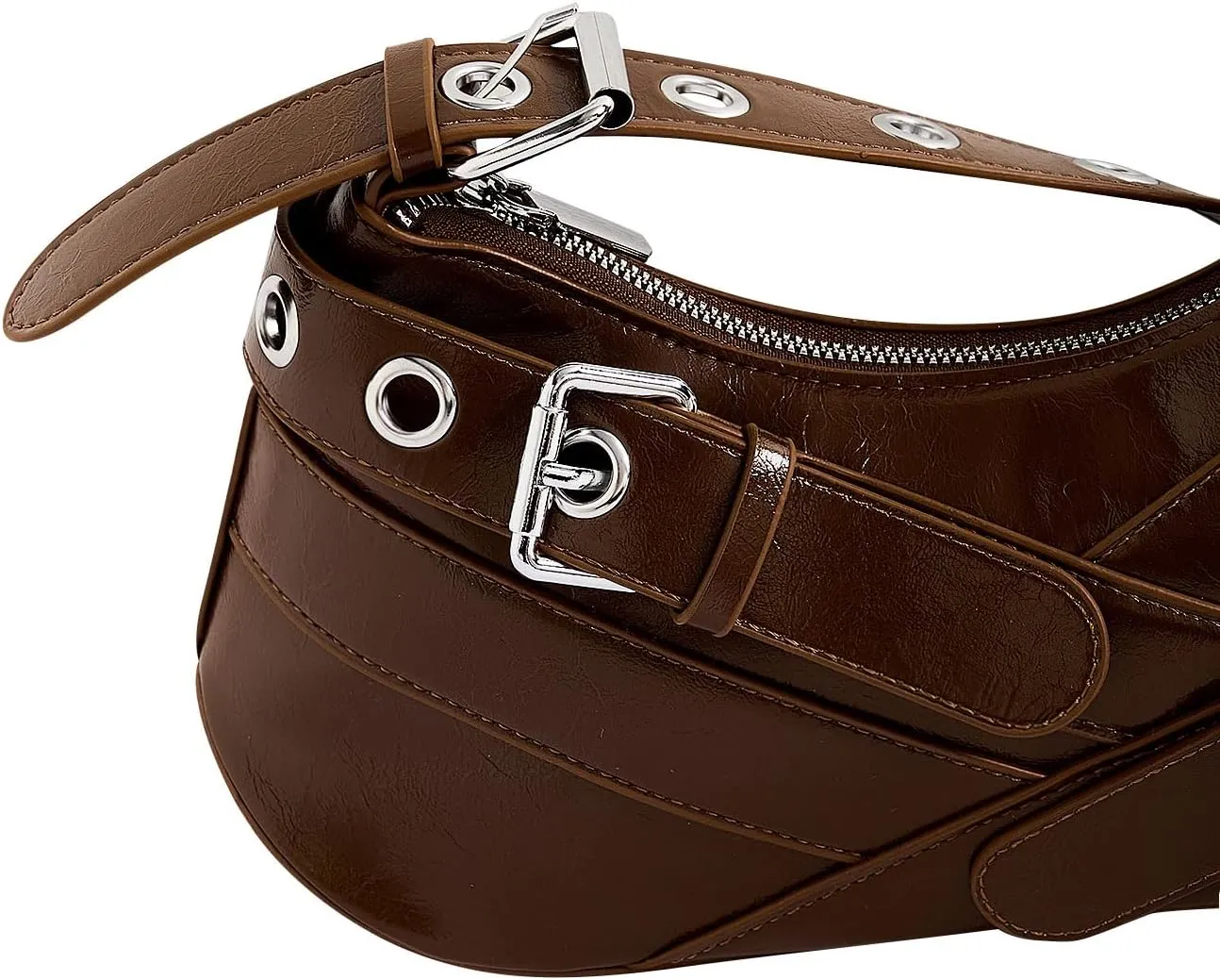 Verdusa Women's Shoulder Handbags Punk Leather Underarm Bag with Buckle