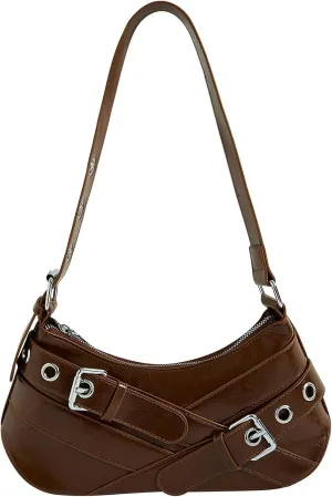 Verdusa Women's Shoulder Handbags Punk Leather Underarm Bag with Buckle