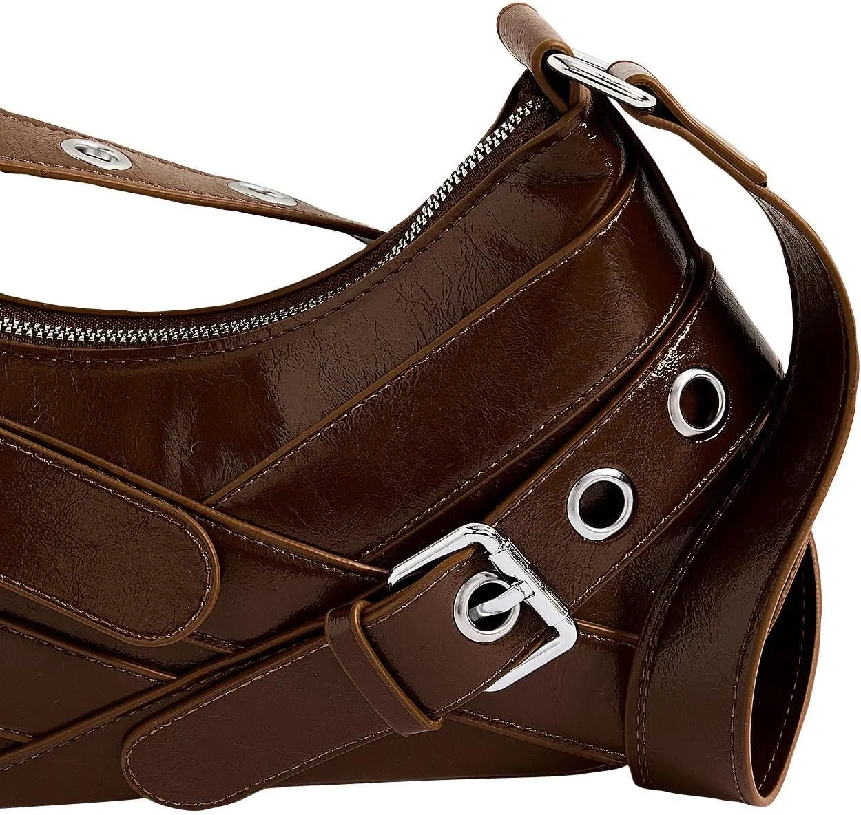 Verdusa Women's Shoulder Handbags Punk Leather Underarm Bag with Buckle