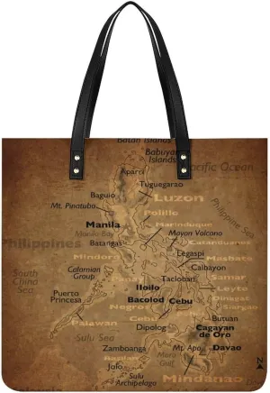 Vintage Maps of Andorras Leather Handbags Shoping Bag Women Large Capacity Beach Bag