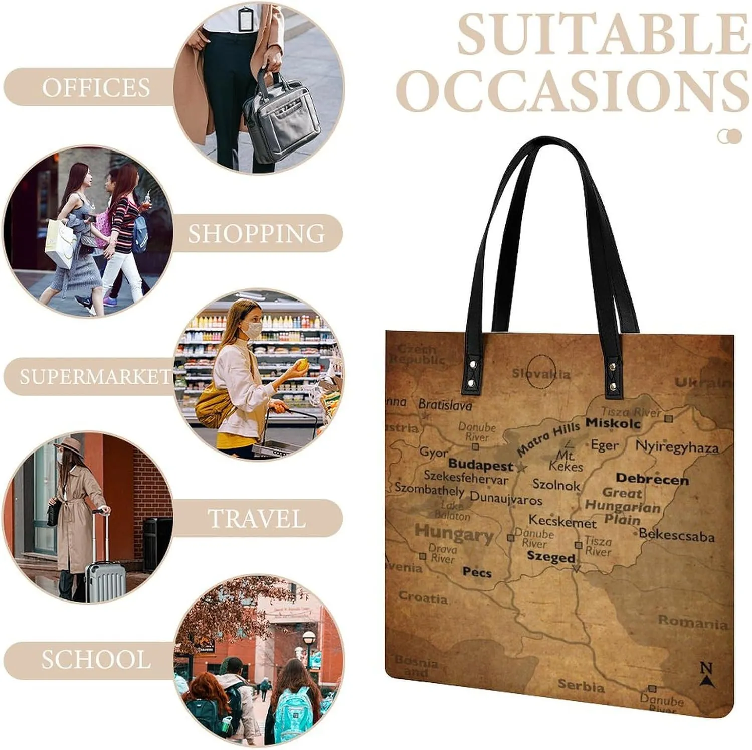 Vintage Maps of Malta Leather Handbags Shoping Bag Women Large Capacity Beach Bag