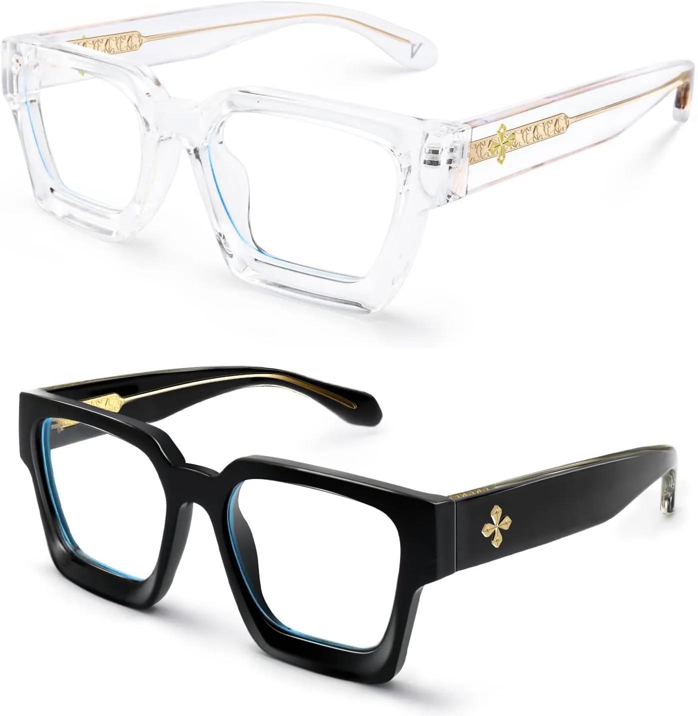 VISOONE 2 Pack Blue Light Blocking Glasses Rectangle Frame and Chic Preppy Look for Women Men RIVER