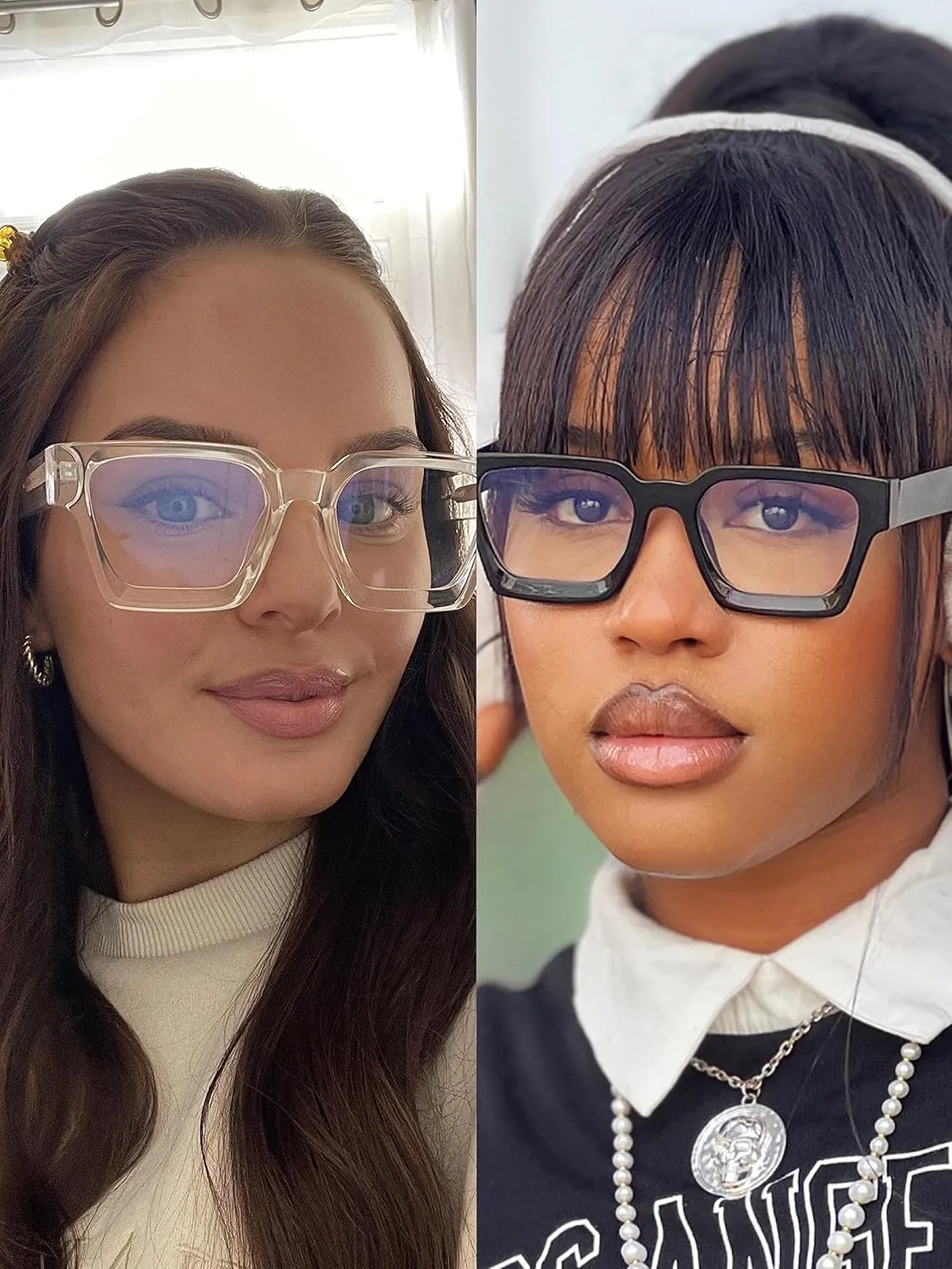 VISOONE 2 Pack Blue Light Blocking Glasses Rectangle Frame and Chic Preppy Look for Women Men RIVER
