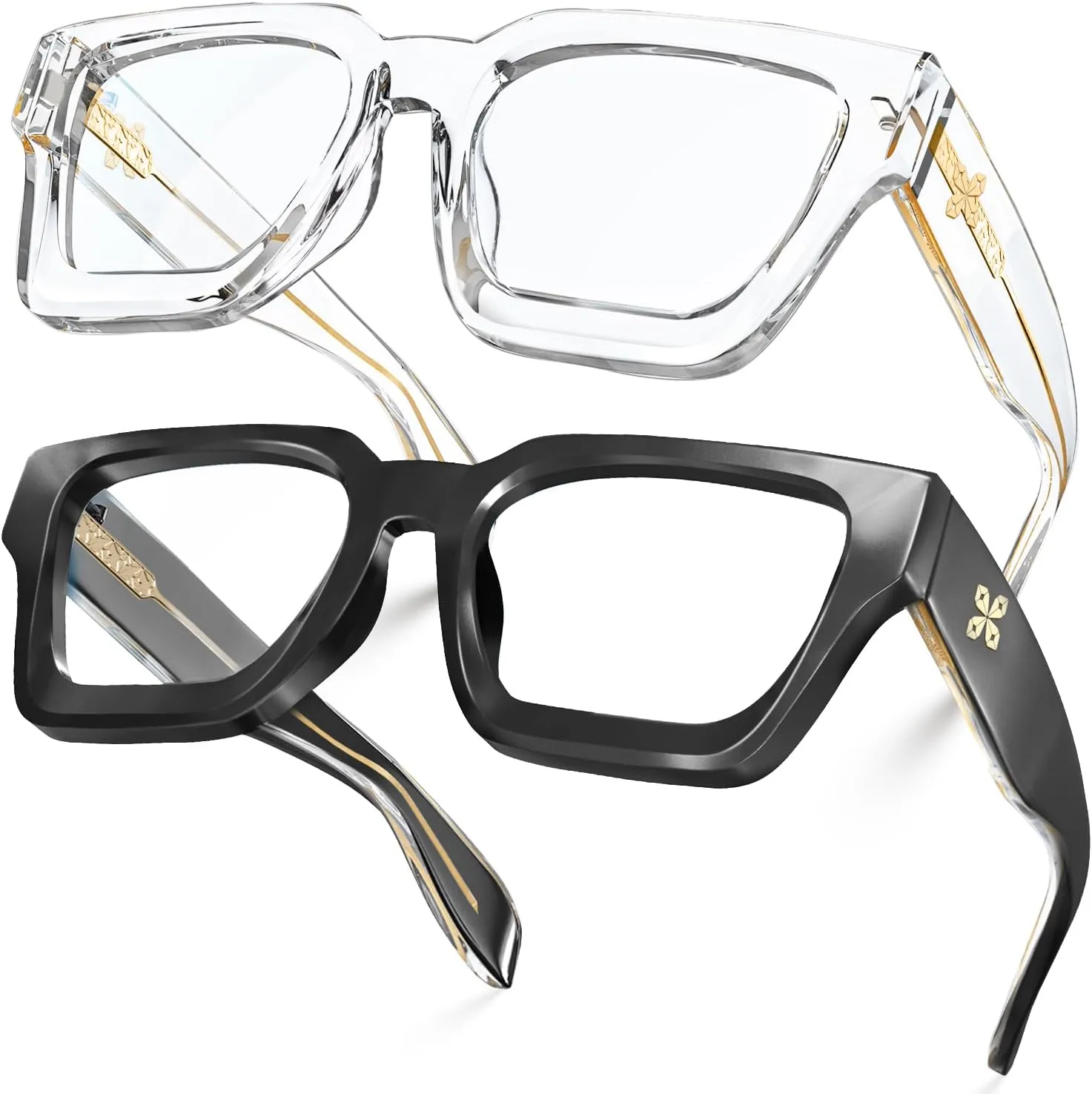 VISOONE 2 Pack Blue Light Blocking Glasses Rectangle Frame and Chic Preppy Look for Women Men RIVER