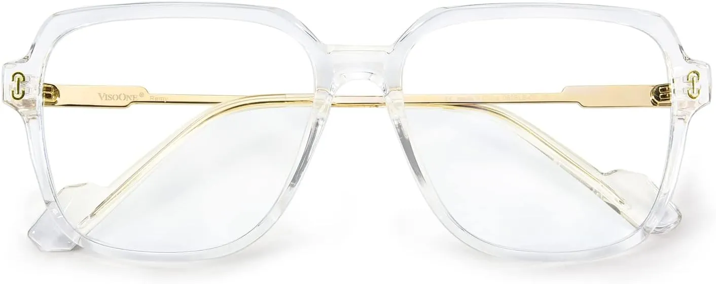 VISOONE 2 Pack Oversized Blue Light Blocking Glasses with Chic Square TR90 Frame and Metal Temple for Women Men REMY