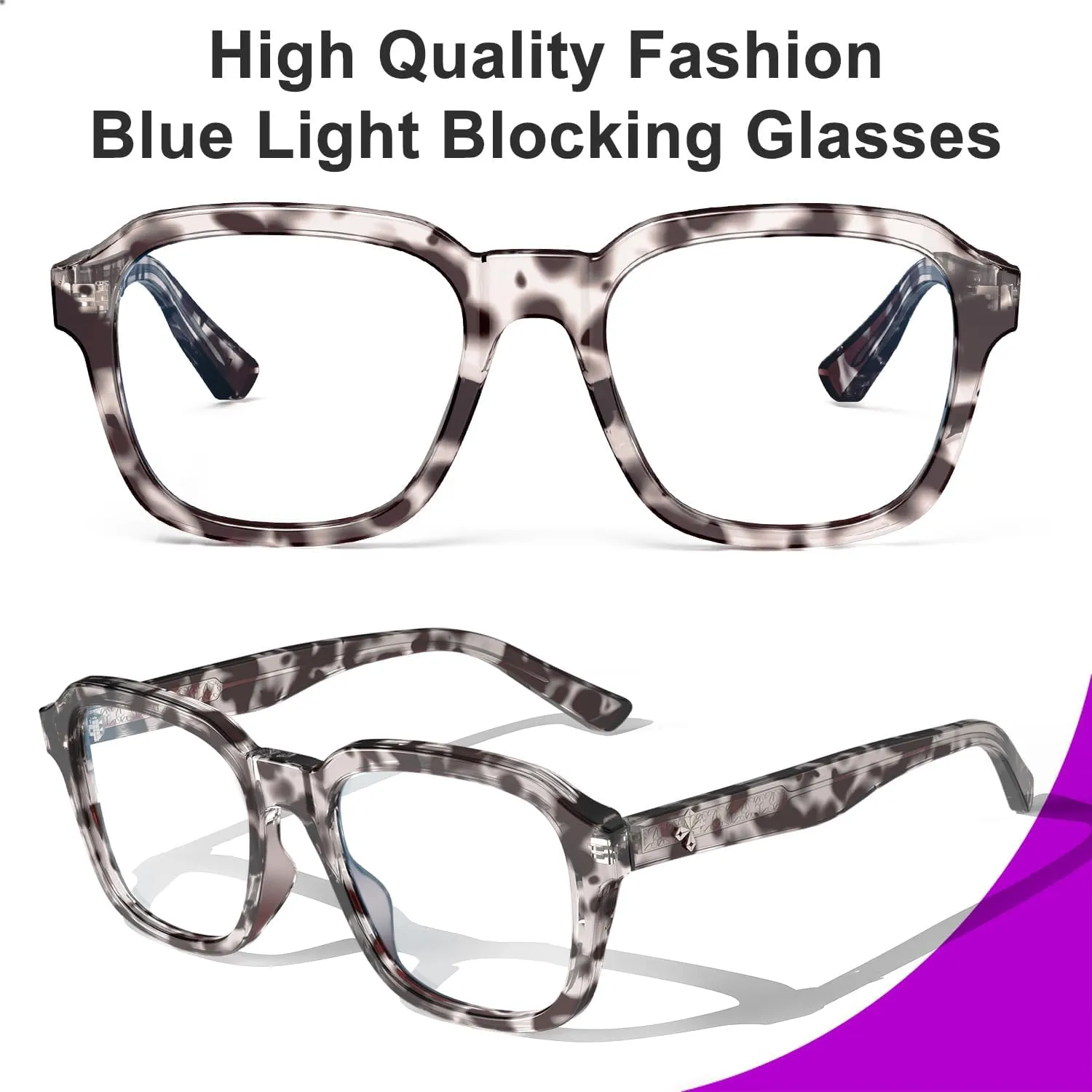 VISOONE Oversized Square Blue Light Blocking Glasses Fashion Computer Eyewear for Women and Men BENNETT