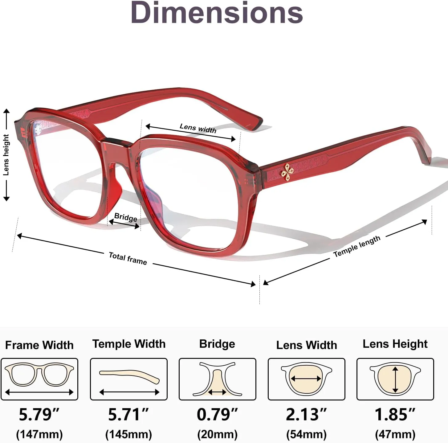 VISOONE Oversized Square Blue Light Blocking Glasses Fashion Computer Eyewear for Women and Men BENNETT