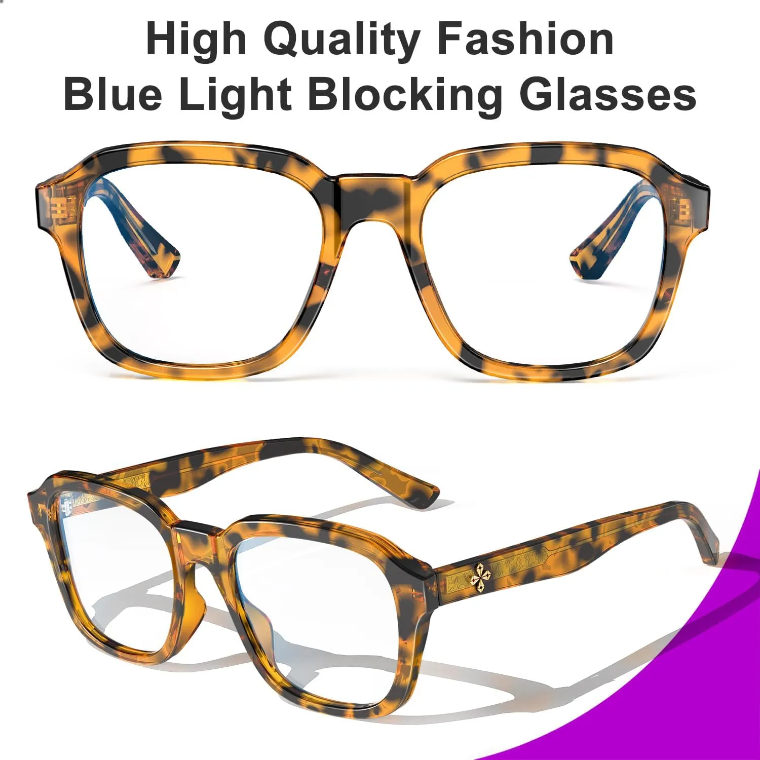 VISOONE Oversized Square Blue Light Blocking Glasses Fashion Computer Eyewear for Women and Men BENNETT