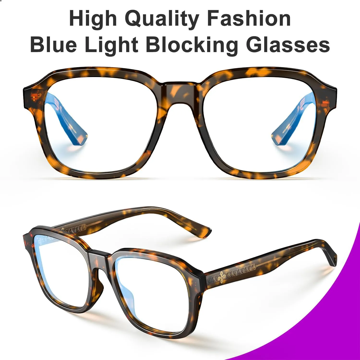 VISOONE Oversized Square Blue Light Blocking Glasses Fashion Computer Eyewear for Women and Men BENNETT