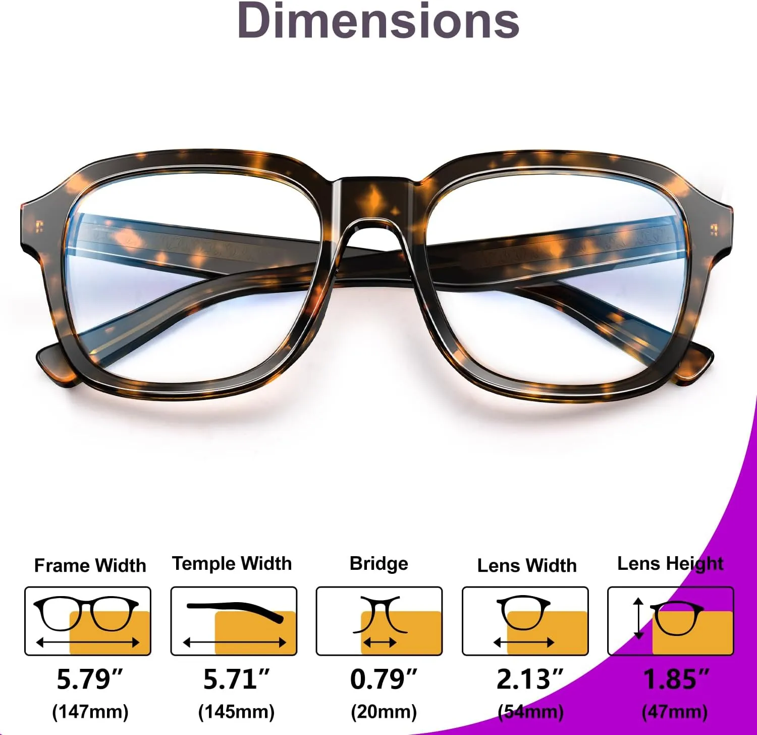 VISOONE Oversized Square Blue Light Blocking Glasses Fashion Computer Eyewear for Women and Men BENNETT