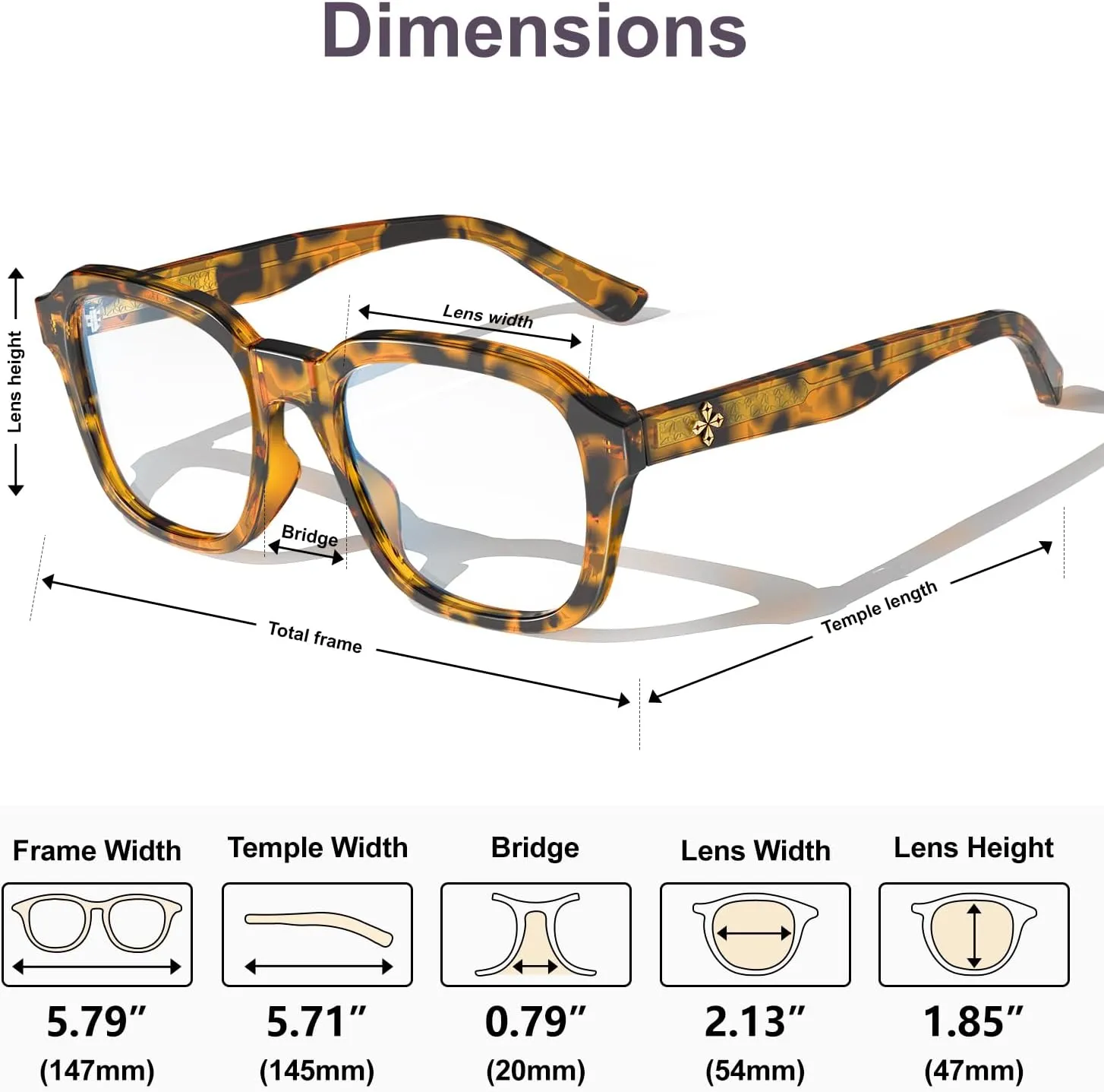 VISOONE Oversized Square Blue Light Blocking Glasses Fashion Computer Eyewear for Women and Men BENNETT