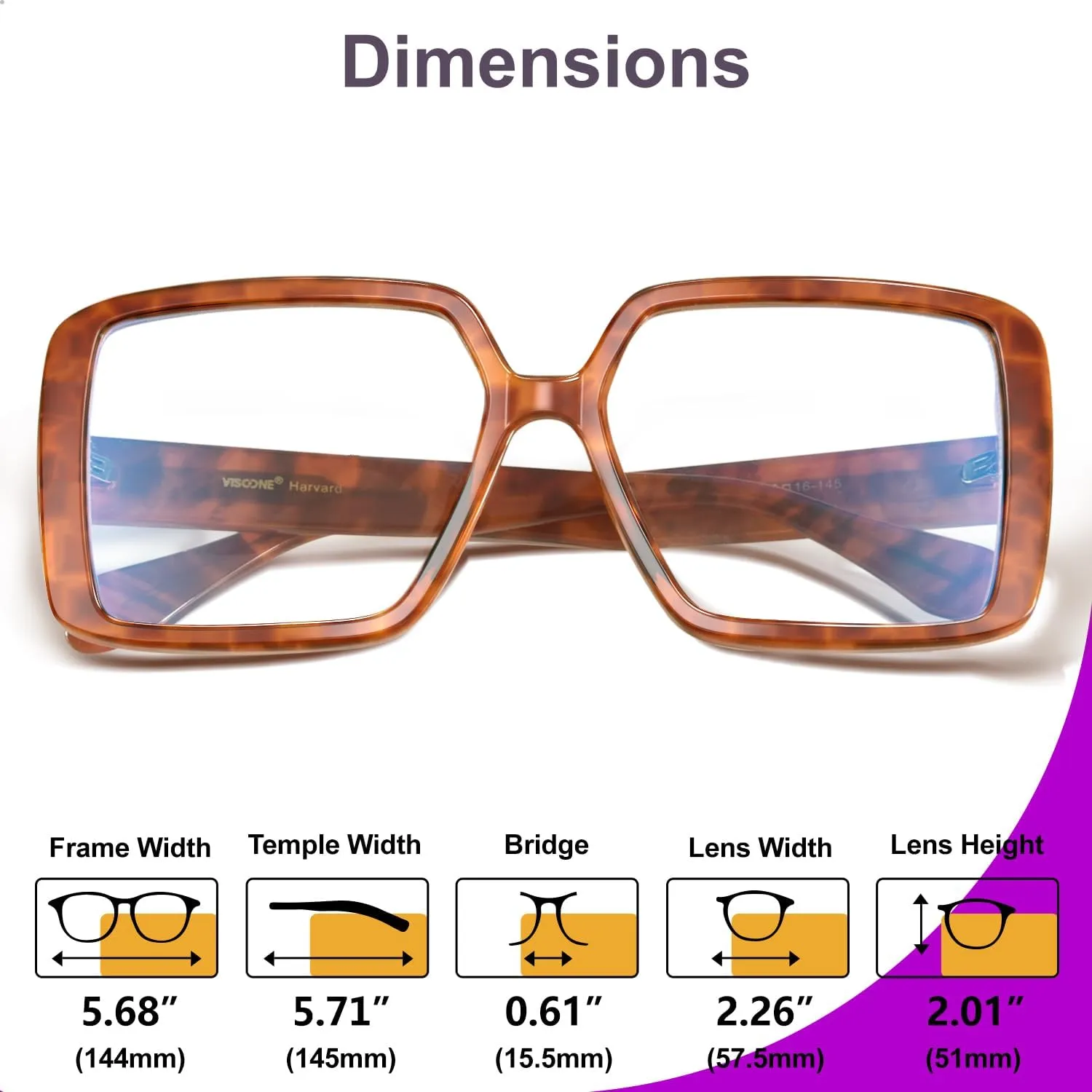 VISOONE Oversized TR90 Blue Light Blocking Glasses Fashion Accessories Non Prescription for Women Harvard