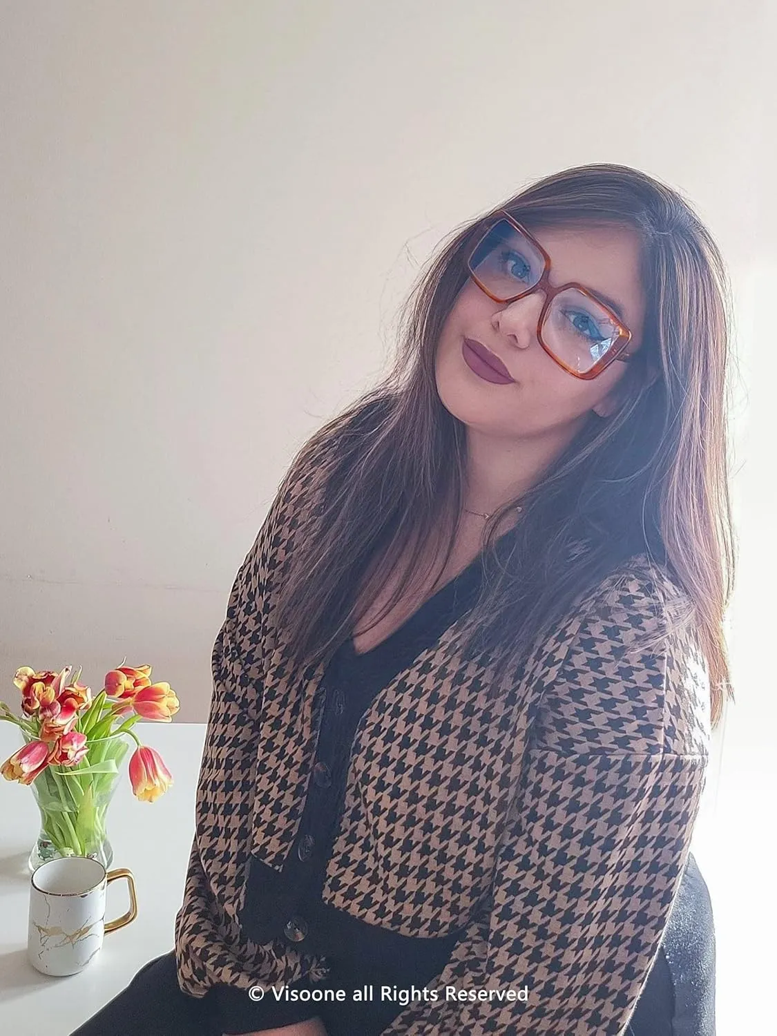 VISOONE Oversized TR90 Blue Light Blocking Glasses Fashion Accessories Non Prescription for Women Harvard