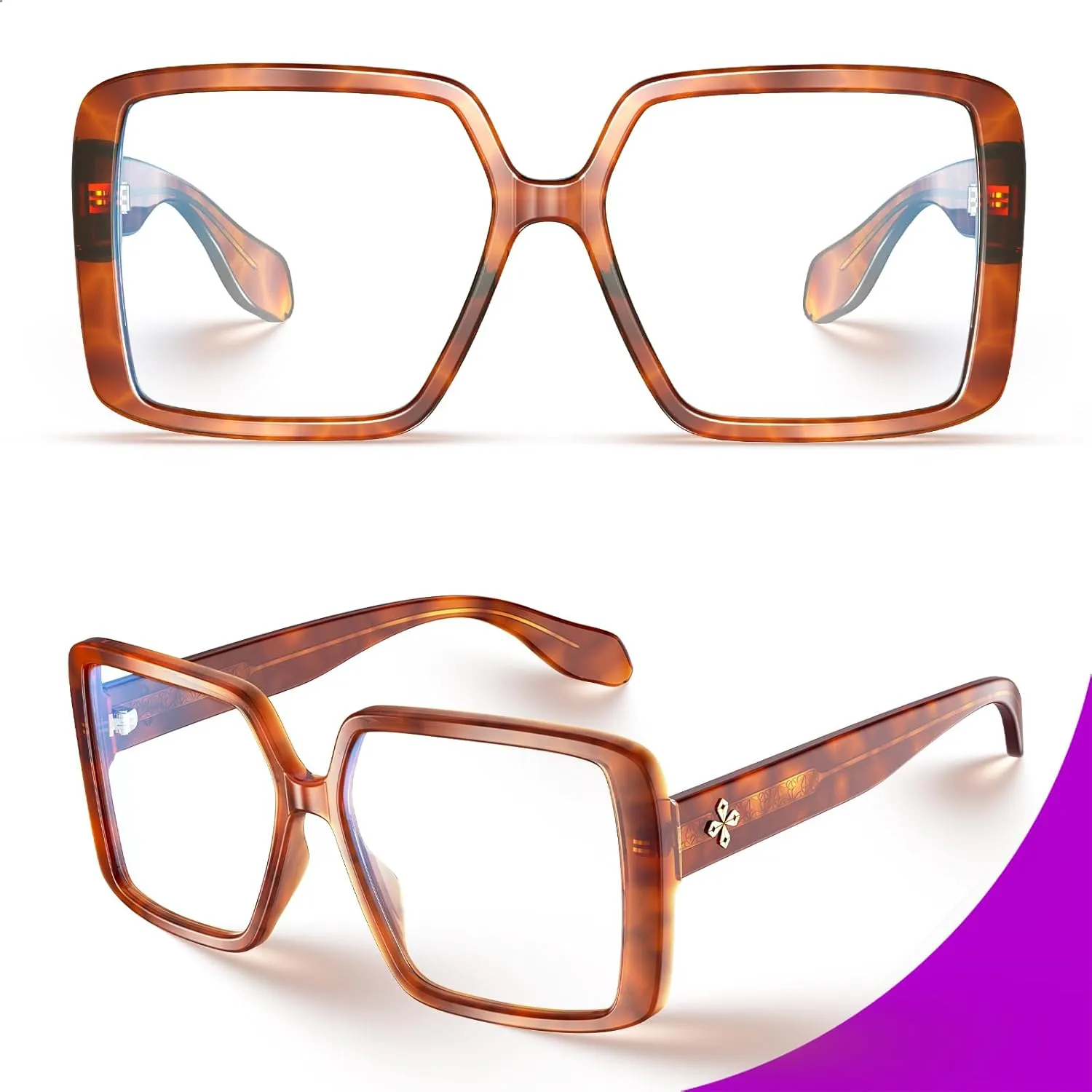 VISOONE Oversized TR90 Blue Light Blocking Glasses Fashion Accessories Non Prescription for Women Harvard