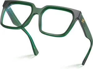 VISOONE Rectangle TR90 Blue Light Blocking Glasses Computer Eyewear with Preppy Look for Women and Men Cougar