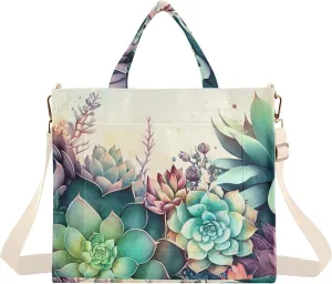 Vnurnrn Vintage Succulent Corduroy Tote Bag for Women, Handbag Purse with Detachable Strap