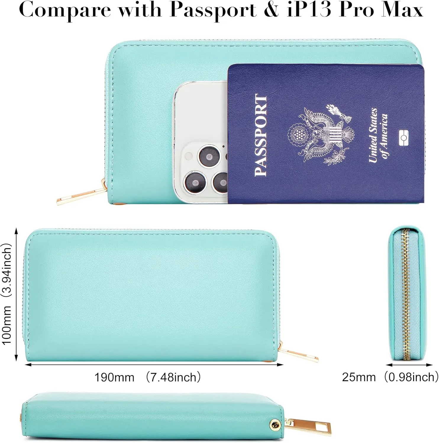 VOCUS Womens Wristlet Wallet Zip Around Clutch Wallet Large RFID Blocking PU Leather Bifold with Phone Holder for Travel