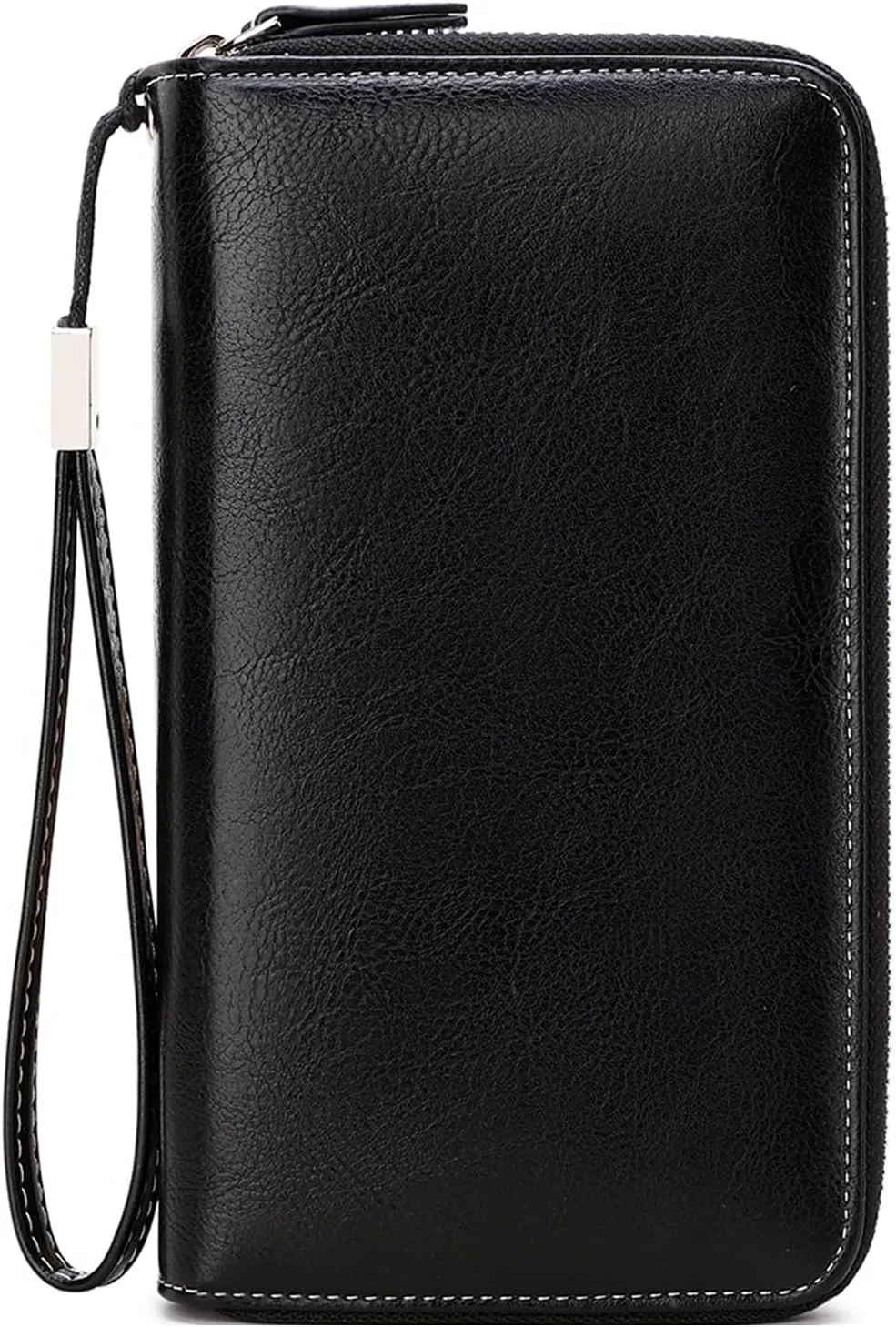 VONCOSS Women's RFID Blocking Leather Wallet - Large Capacity Double Zip Around Clutch with Wristlet,Secure Travel Purse and Phone Holder
