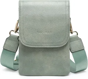 VONMAY Vegan Leather Small Crossbody Bags for Women, 3 Compartment Cell Phone Wallet Purses with Adjustable Guitar Strap
