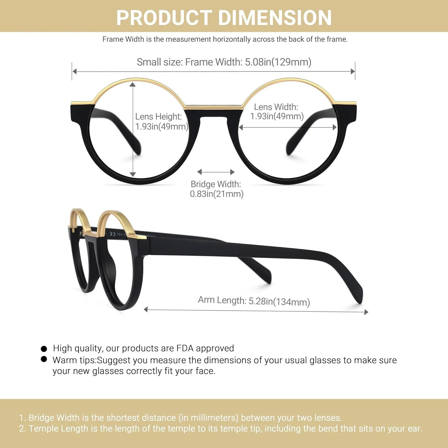 VOOGLAM Blue Light Glasses for Women Men Anti Eyestrain Dry Eyes Round Eyeglasses Latina