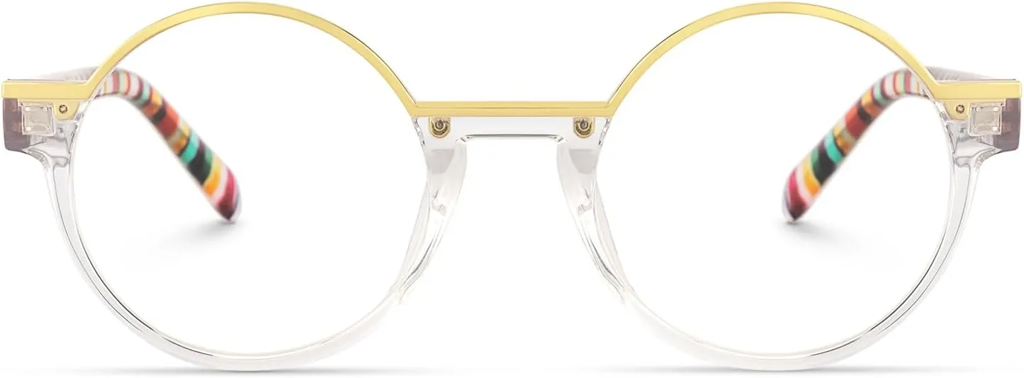 VOOGLAM Blue Light Glasses for Women Men Anti Eyestrain Dry Eyes Round Eyeglasses Latina