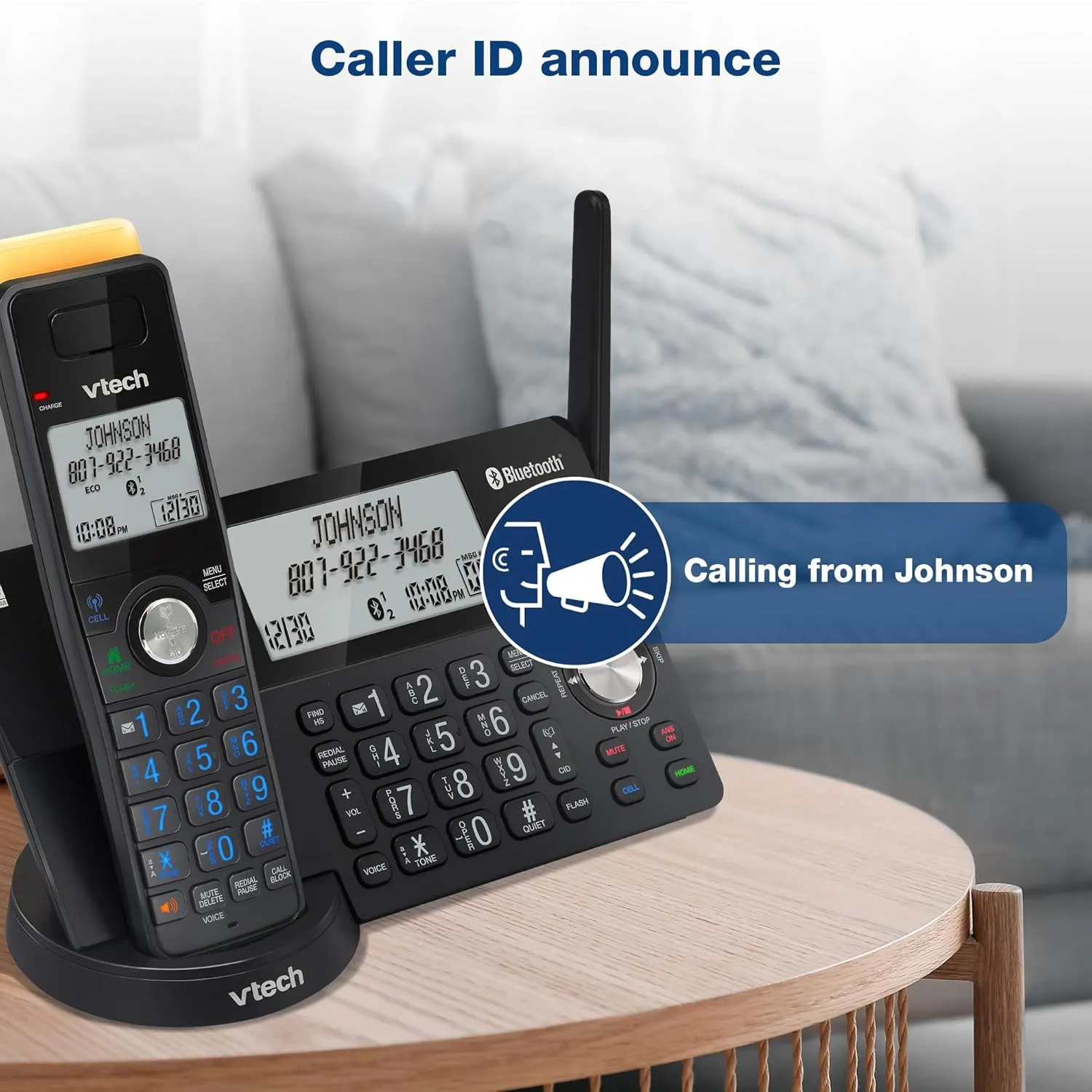 VTech IS8128-41 Super Long Range 4-Handset DECT 6.0 Cordless Phone for Home with Answering Machine, 2300 ft Range, Call Blocking, Bluetooth Connect to Cell, Intercom