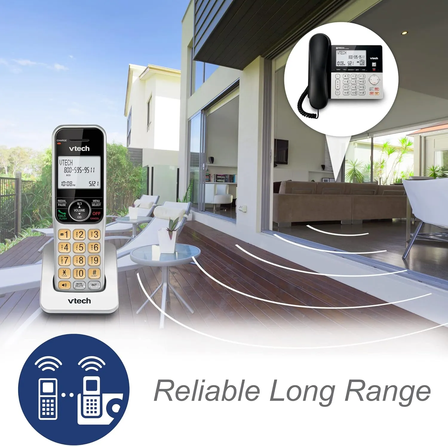 VTech VG208-2 DECT 6.0 2-Handsets Corded/Cordless Phone for Home with Answering Machine, Call Blocking, Caller ID, Large Backlit Display, Duplex Speakerphone, Intercom, Line-Power