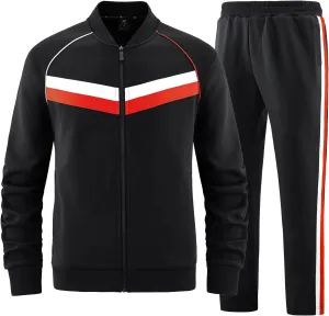 W JIANWANG Men's Casual Tracksuits Long Sleeve Jogging Suits Sweatsuit Sets Track Jackets and Pants 2 Piece Outfit