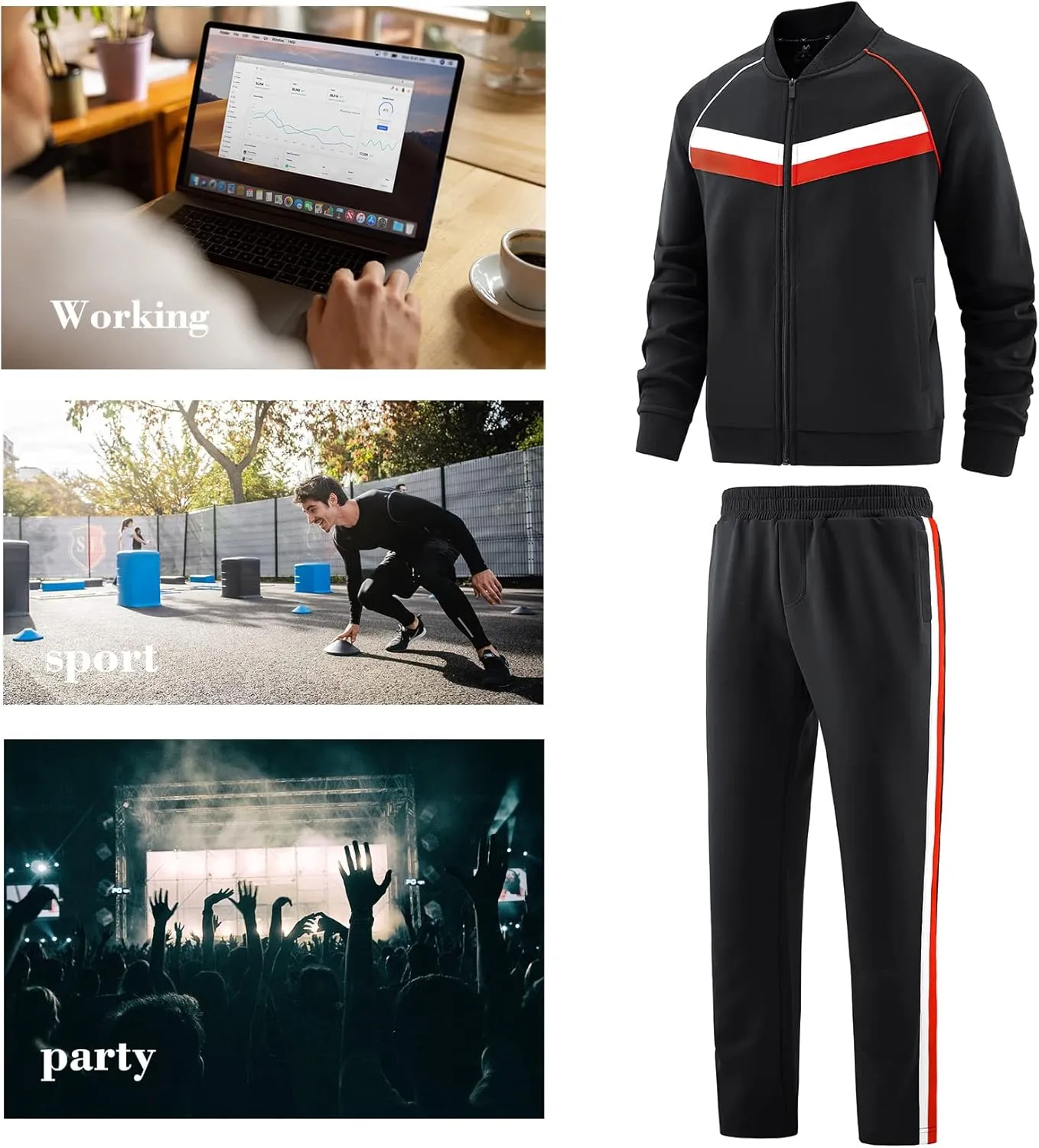 W JIANWANG Men's Casual Tracksuits Long Sleeve Jogging Suits Sweatsuit Sets Track Jackets and Pants 2 Piece Outfit