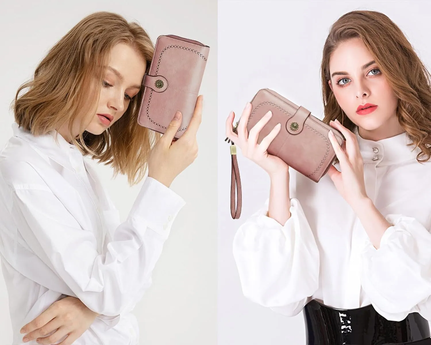 Wallet for Women RFID Blocking Leather Large Capacity Card Holder Ladies Phone Clutch Travel Long Purse Wristlet