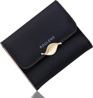 Wallet for Women RFID Blocking PU Leather Leaf Pendant Card Holder Phone Checkbook Organizer Zipper Coin Purse