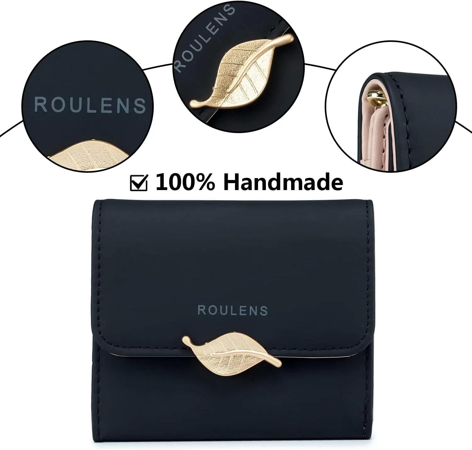 Wallet for Women RFID Blocking PU Leather Leaf Pendant Card Holder Phone Checkbook Organizer Zipper Coin Purse